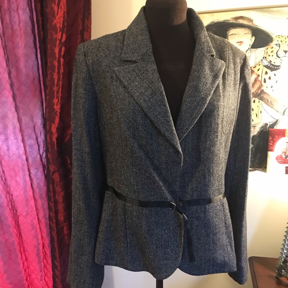 New Carroll Wool Blend Herringbone Blazer
